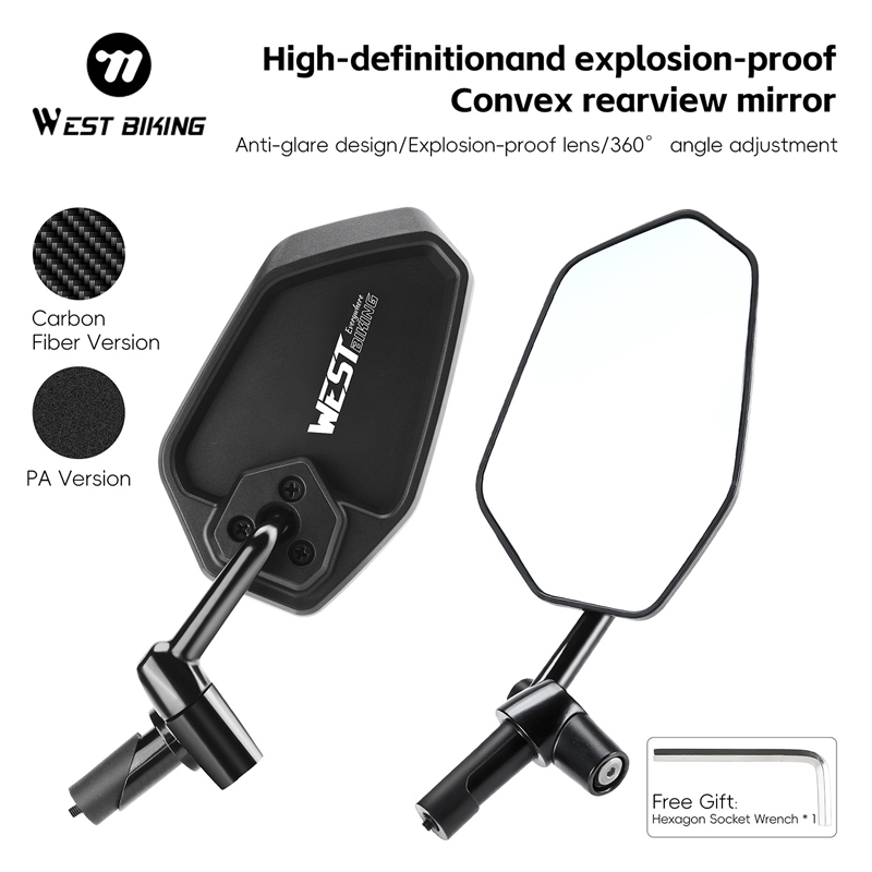 Mirror Handlebar Convex - Rétroviseur convexe anti-éblouissement HD WEST BIKING