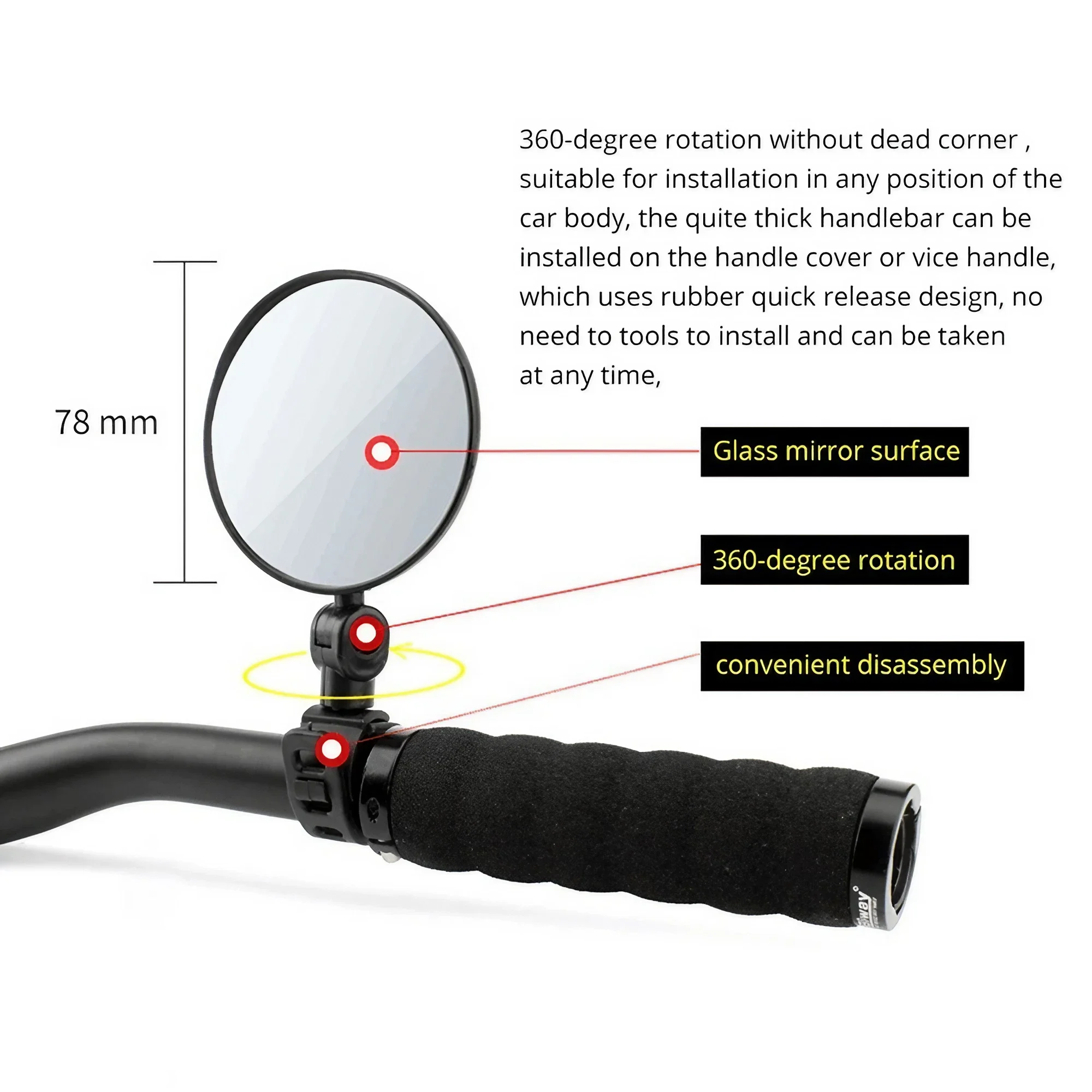 Rétroviseur de guidon de vélo  - Mirror Handlebar Convex avis et prix